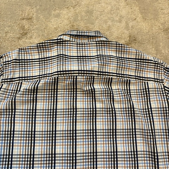 Michael Kors Men's Plaid Black, White & Tan Long Sleeve Button Up Shirt Size XL - Picture 9 of 11
